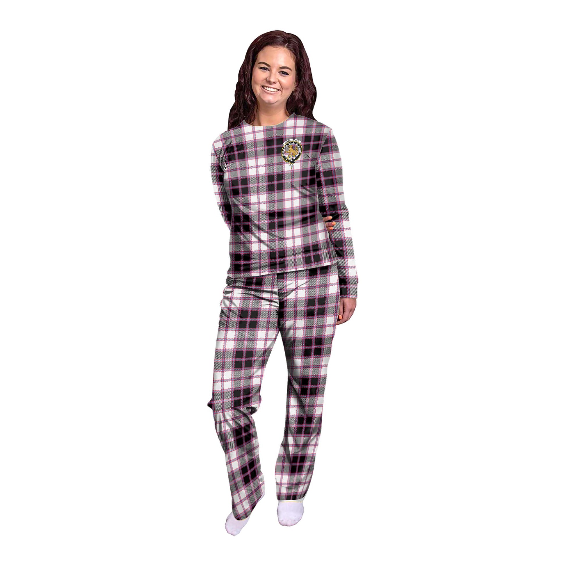 MacPherson Hunting Modern Tartan Pajamas Family Set with Family Crest - Tartanvibesclothing