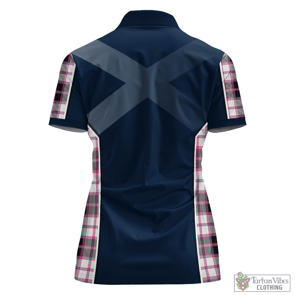 Tartan Vibes Clothing MacPherson Hunting Modern Tartan Women's Polo Shirt with Family Crest and Scottish Thistle Vibes Sport Style