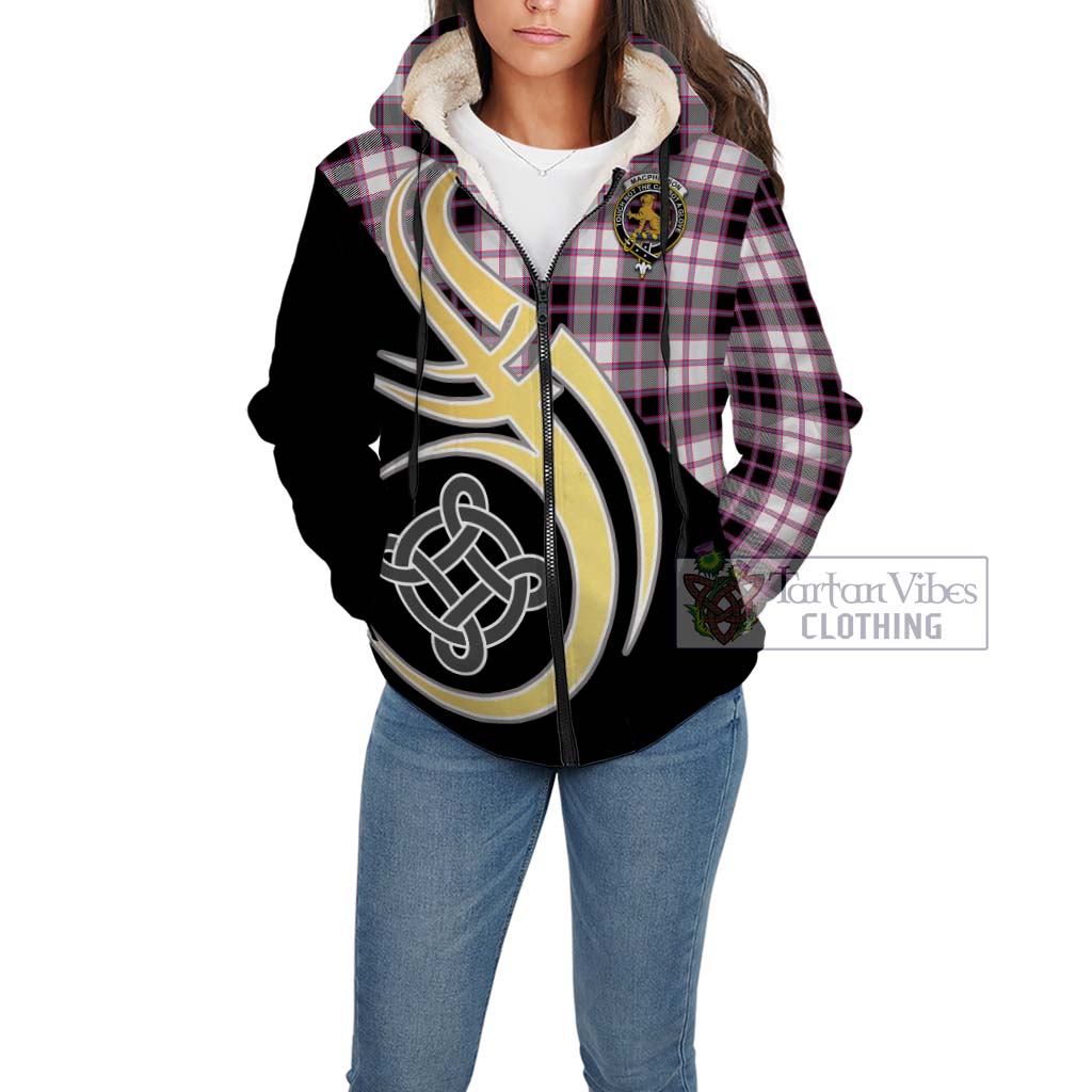 MacPherson Hunting Modern Tartan Sherpa Hoodie with Family Crest and Celtic Symbol Style Unisex - Tartan Vibes Clothing