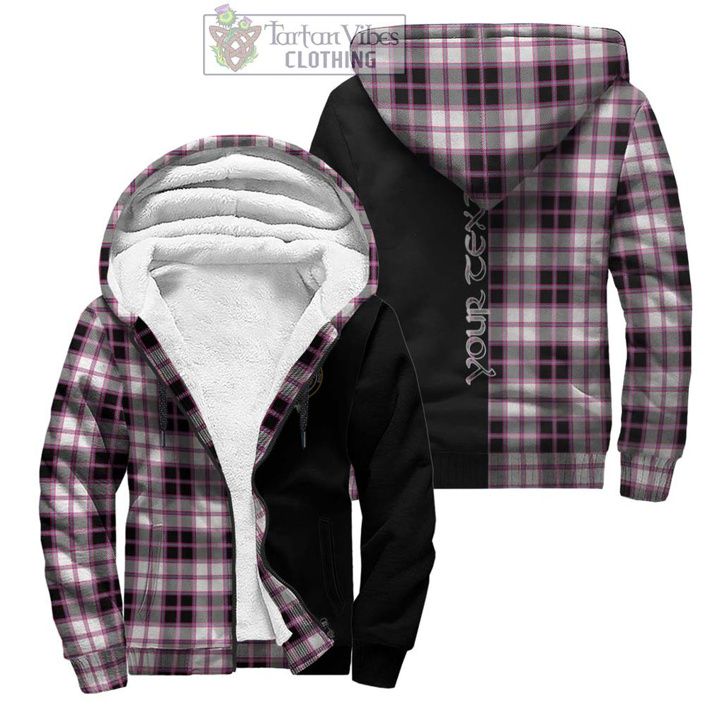 MacPherson Hunting Modern Tartan Sherpa Hoodie with Family Crest and Half Of Me Style Unisex - Tartanvibesclothing Shop