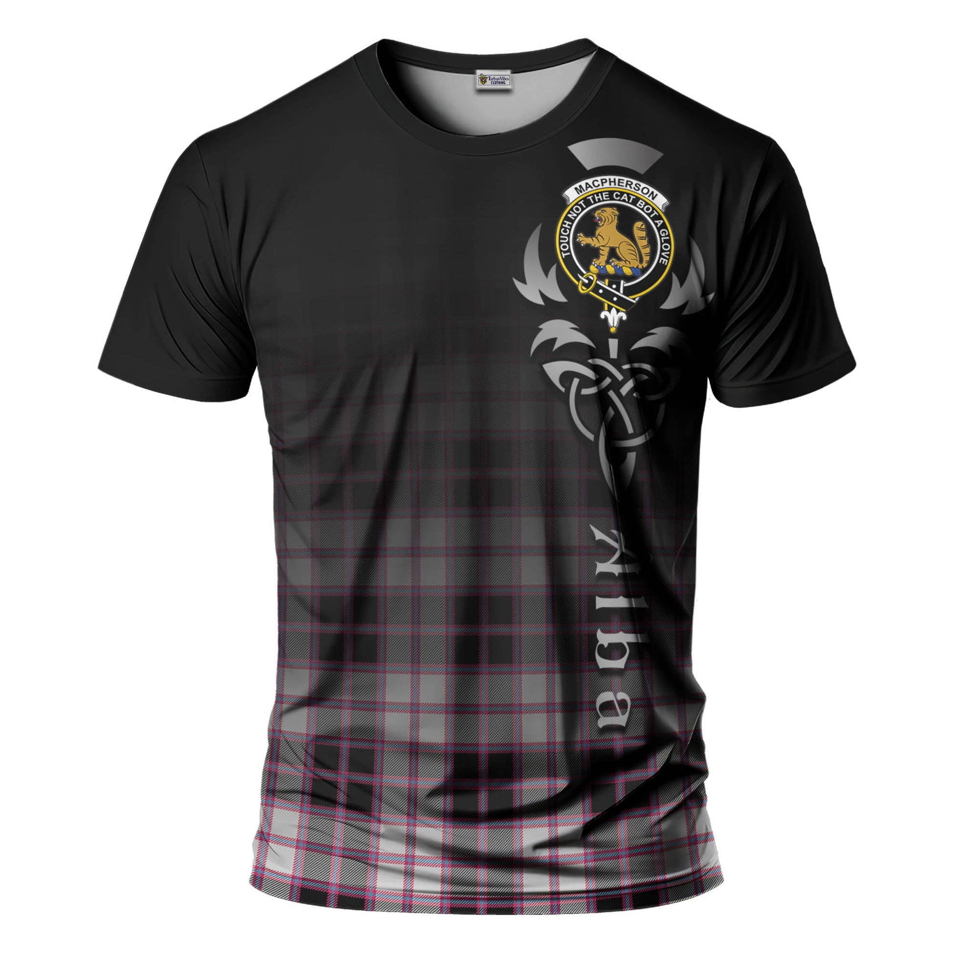 Tartan Vibes Clothing MacPherson Hunting Modern Tartan T-Shirt Featuring Alba Gu Brath Family Crest Celtic Inspired