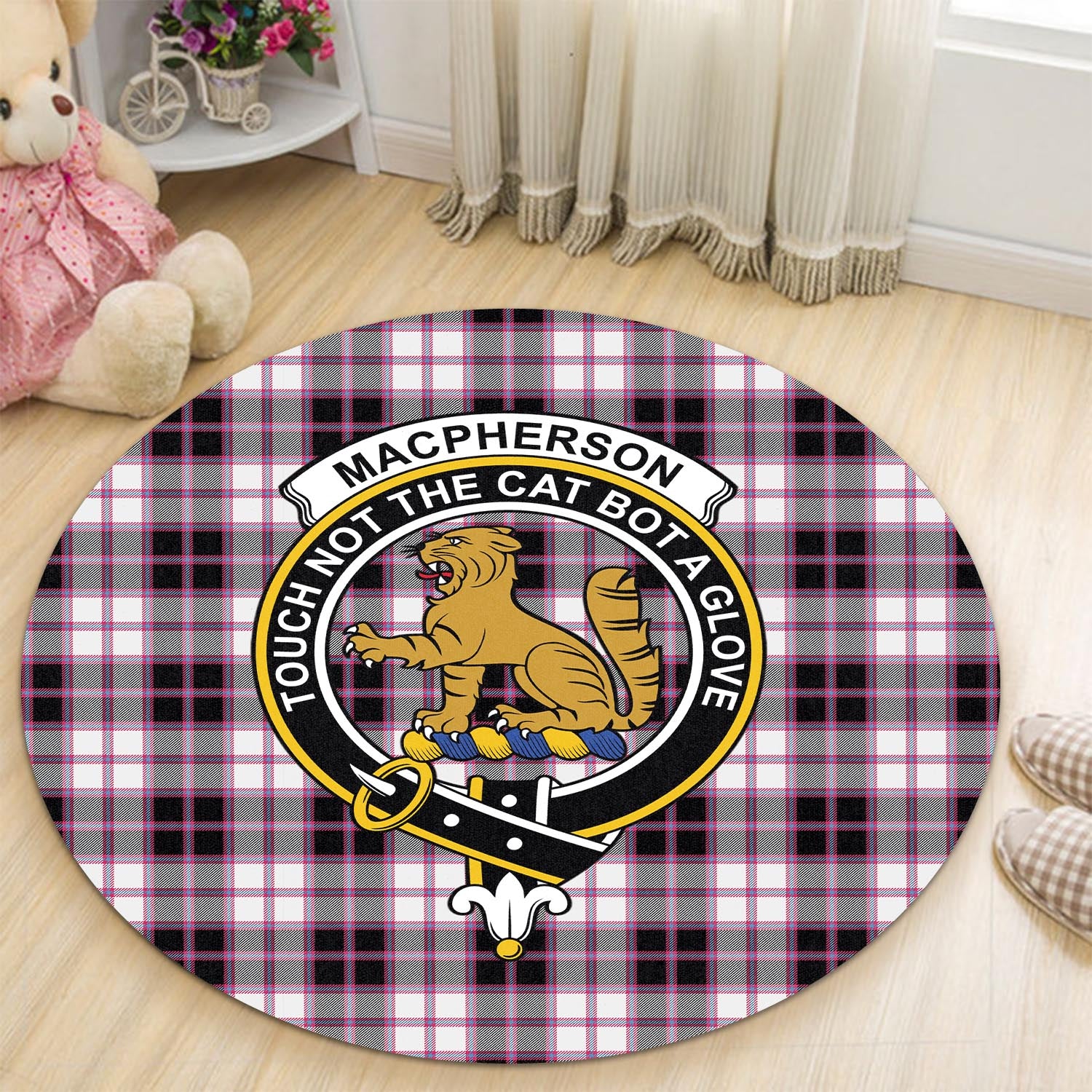 macpherson-hunting-modern-tartan-round-rug-with-family-crest