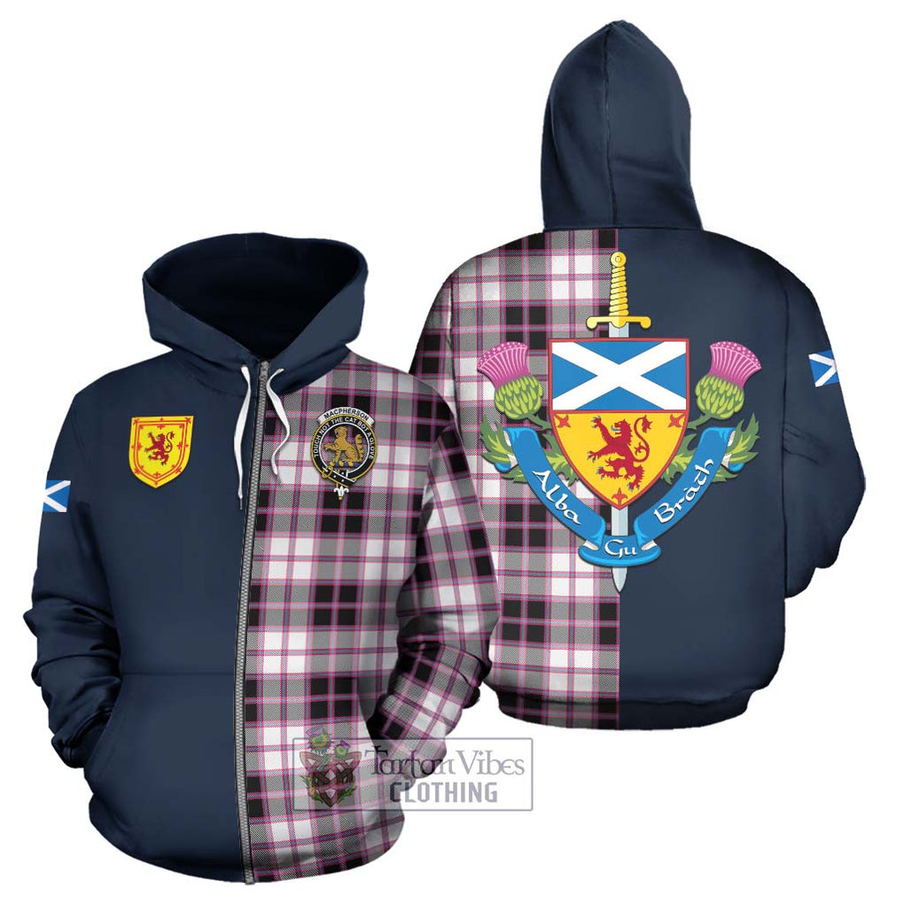 Tartan Vibes Clothing MacPherson Hunting Modern Tartan Hoodie with Scottish Lion Royal Arm Half Style