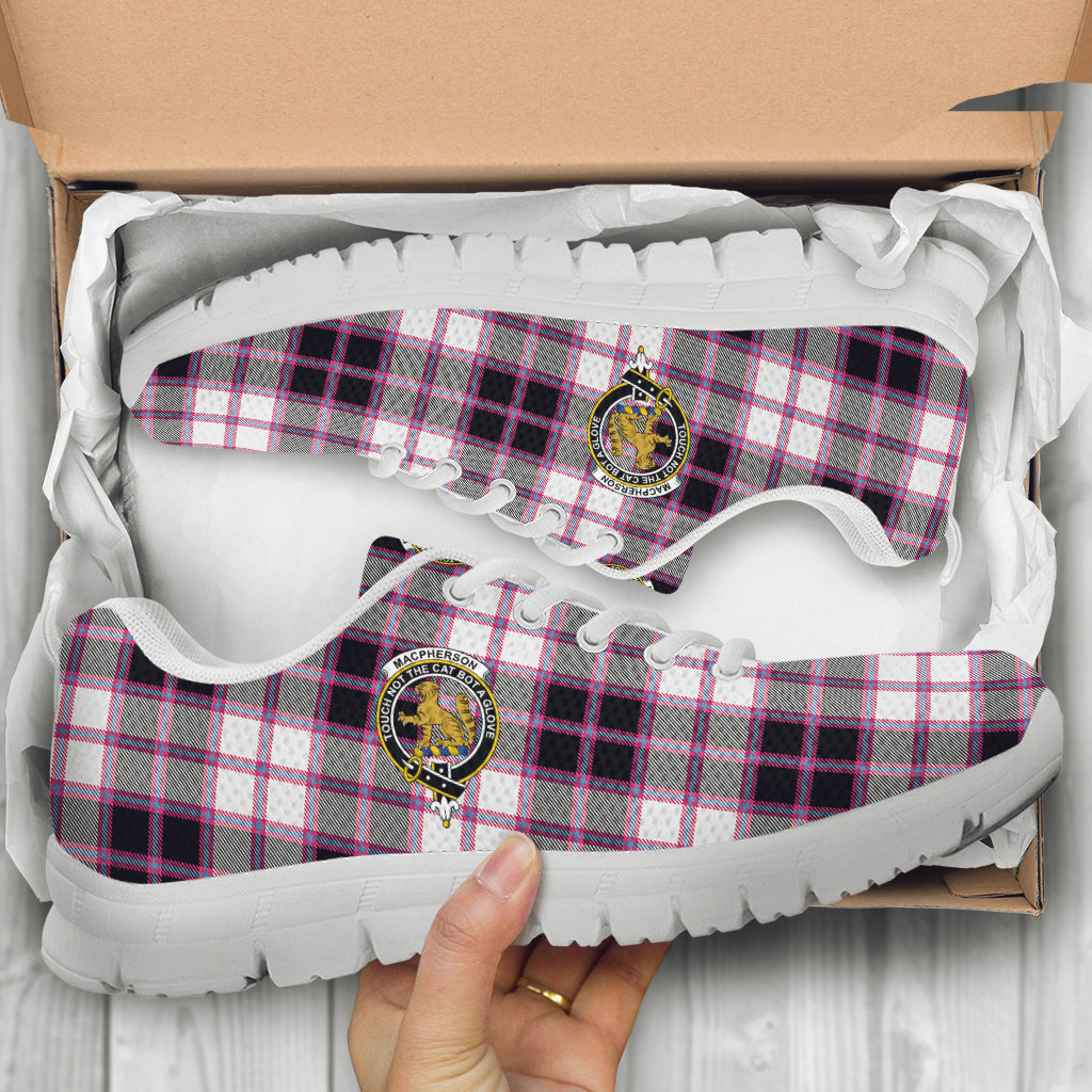 MacPherson Hunting Modern Tartan Sneakers with Family Crest - Tartan Vibes Clothing