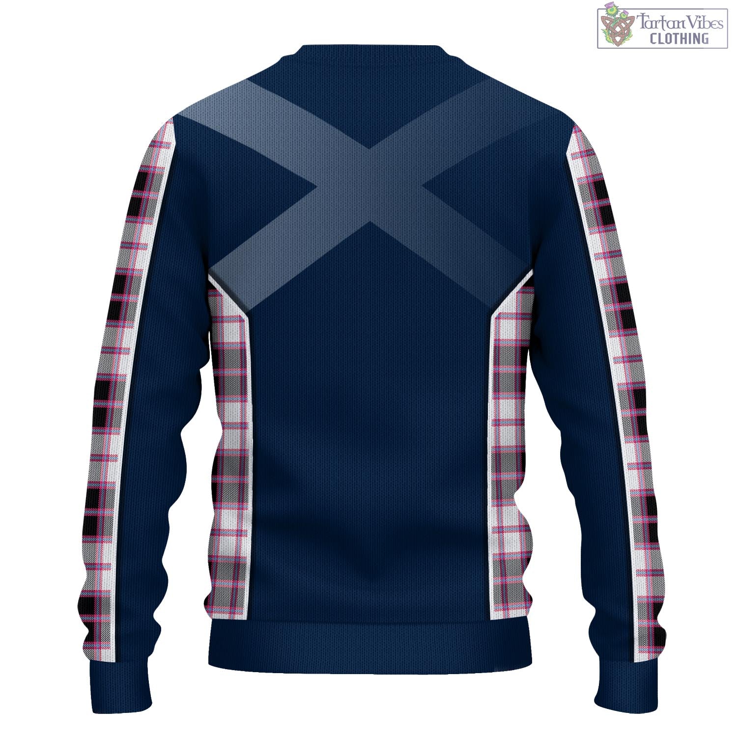 Tartan Vibes Clothing MacPherson Hunting Modern Tartan Knitted Sweatshirt with Family Crest and Scottish Thistle Vibes Sport Style