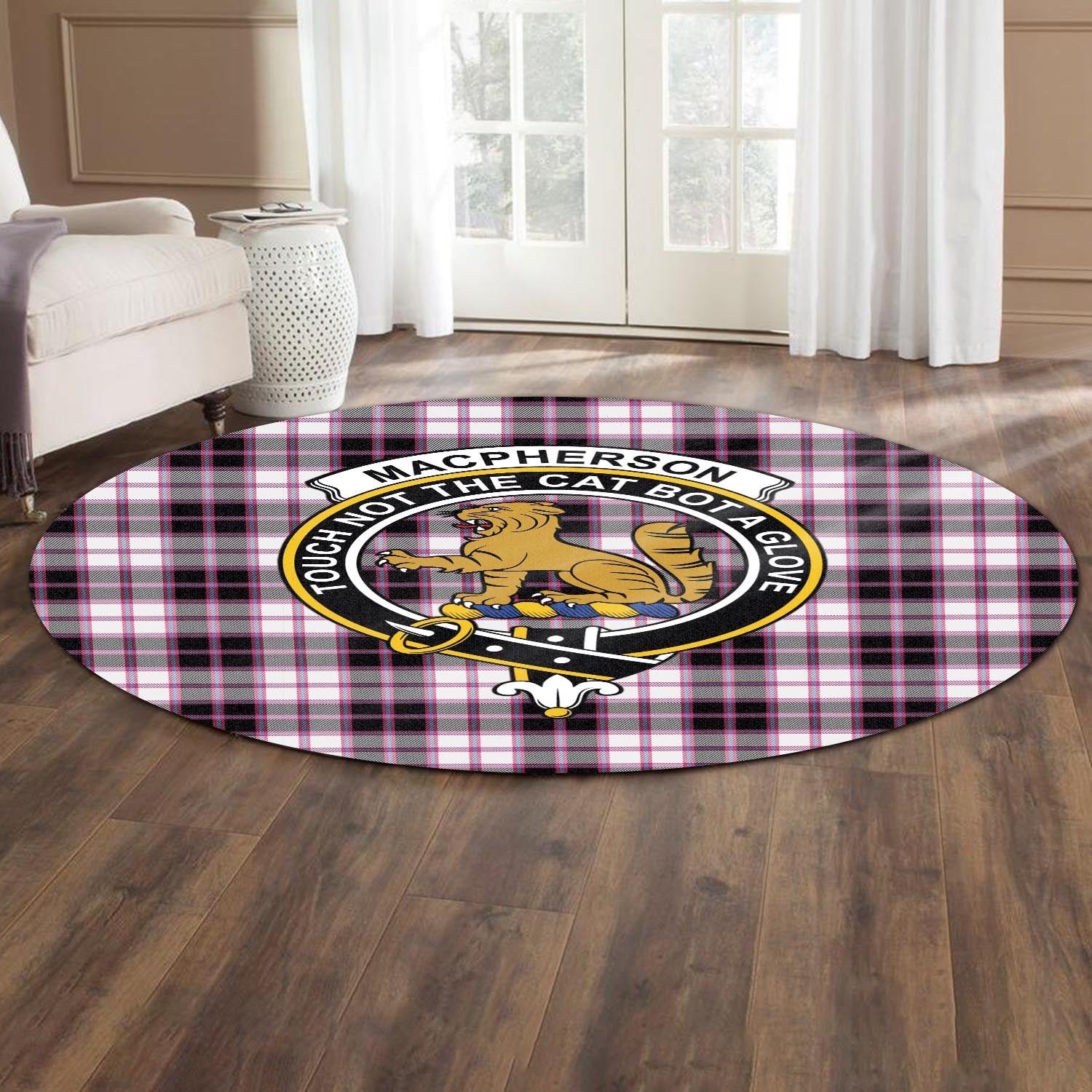 macpherson-hunting-modern-tartan-round-rug-with-family-crest