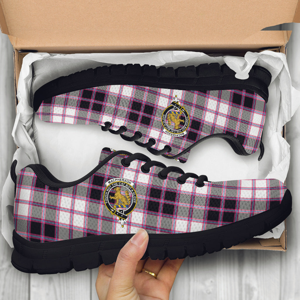 MacPherson Hunting Modern Tartan Sneakers with Family Crest - Tartan Vibes Clothing