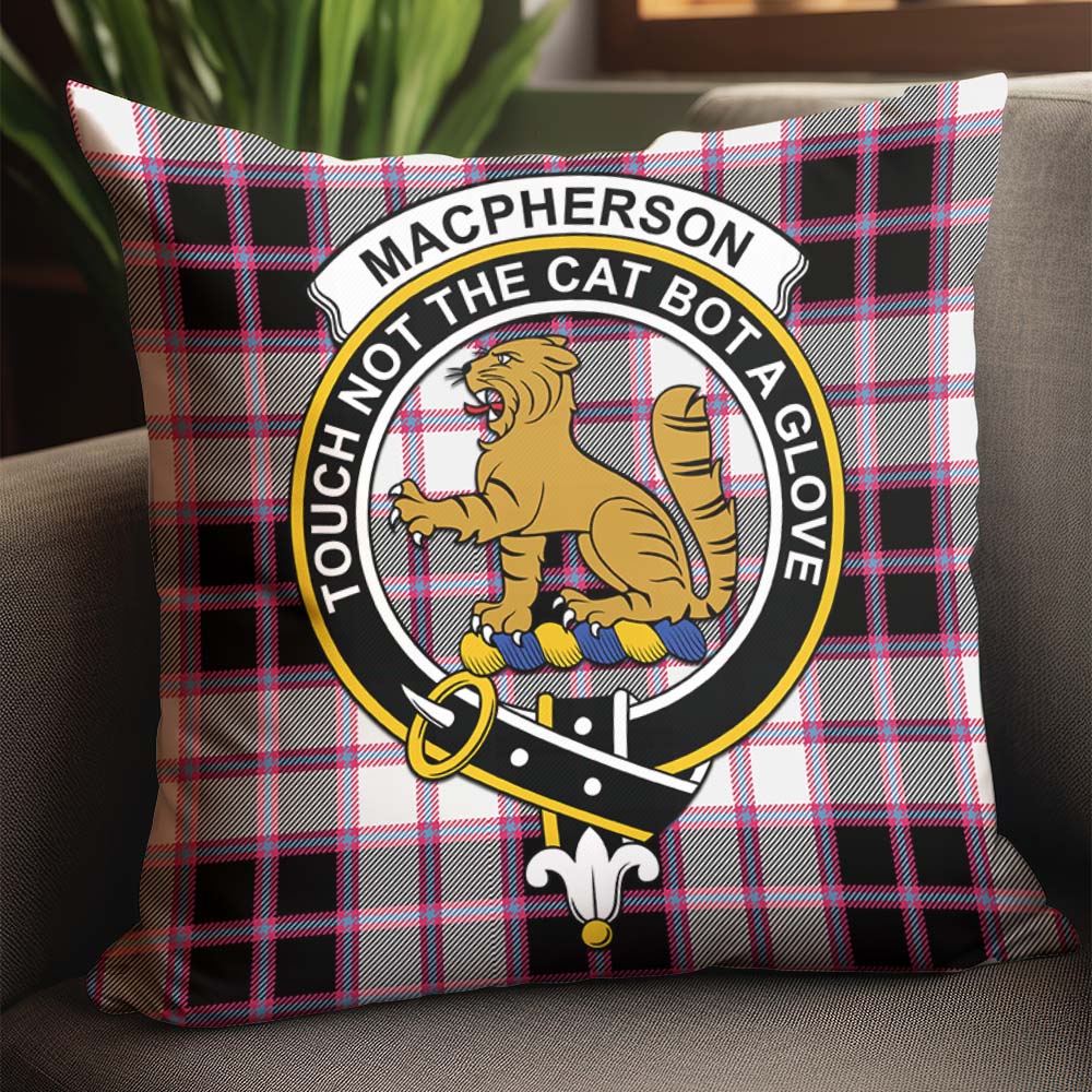 MacPherson Hunting Modern Tartan Pillow Cover with Family Crest - Tartanvibesclothing