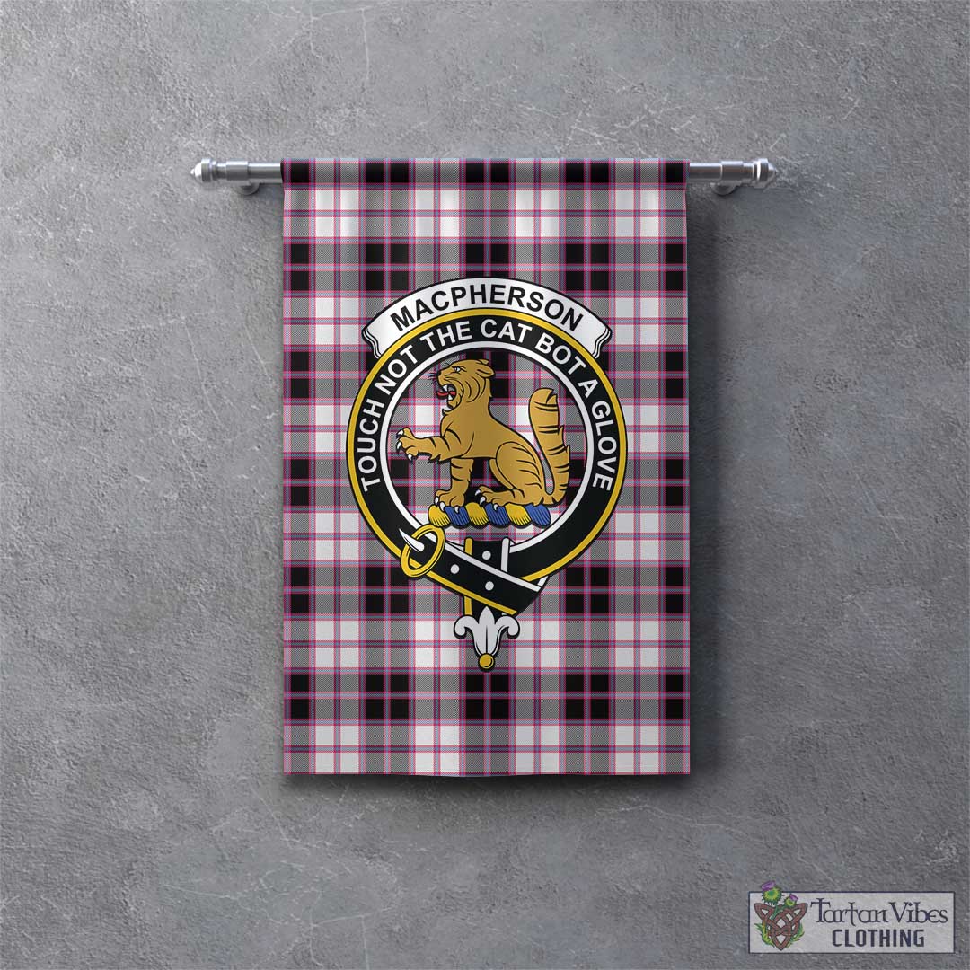 Tartan Vibes Clothing MacPherson Hunting Modern Tartan Gonfalon, Tartan Banner with Family Crest