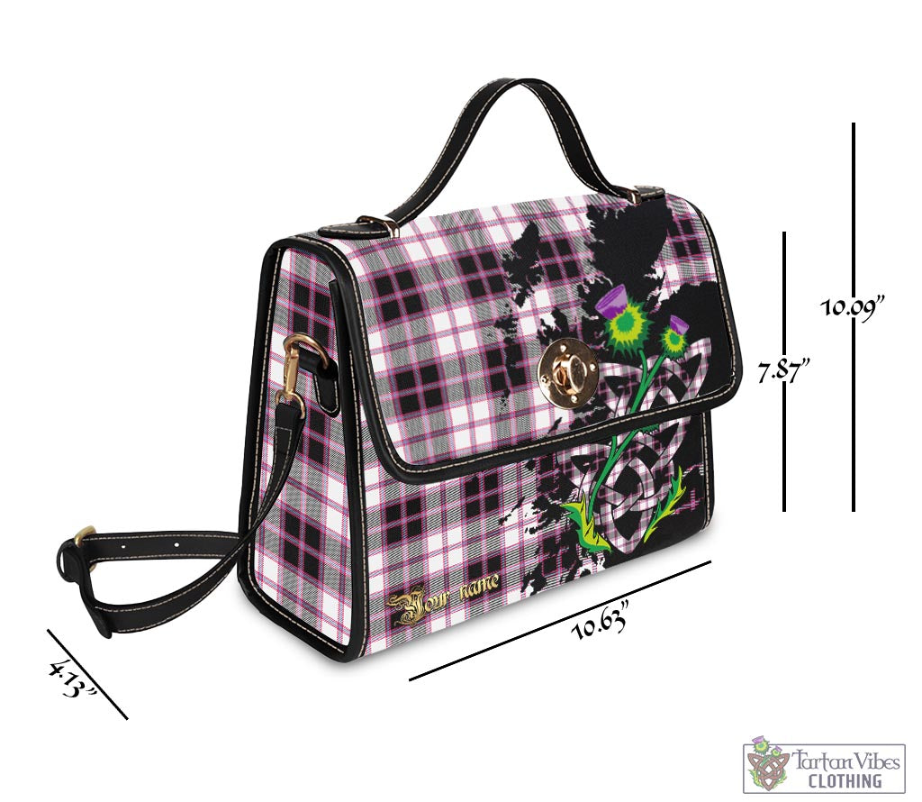 Tartan Vibes Clothing MacPherson Hunting Modern Tartan Waterproof Canvas Bag with Scotland Map and Thistle Celtic Accents