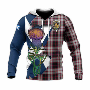 MacPherson (McPherson) Tartan Family Crest Knitted Hoodie Scottish Thistle Celtic Inspired Unisex Knitted Pullover Hoodie - Tartan Vibes Clothing