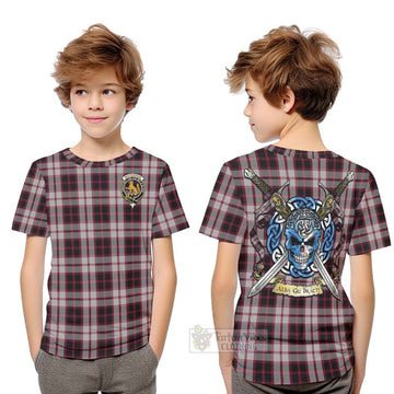 MacPherson (McPherson) Tartan Kid T-Shirt with Family Crest Celtic Skull Style