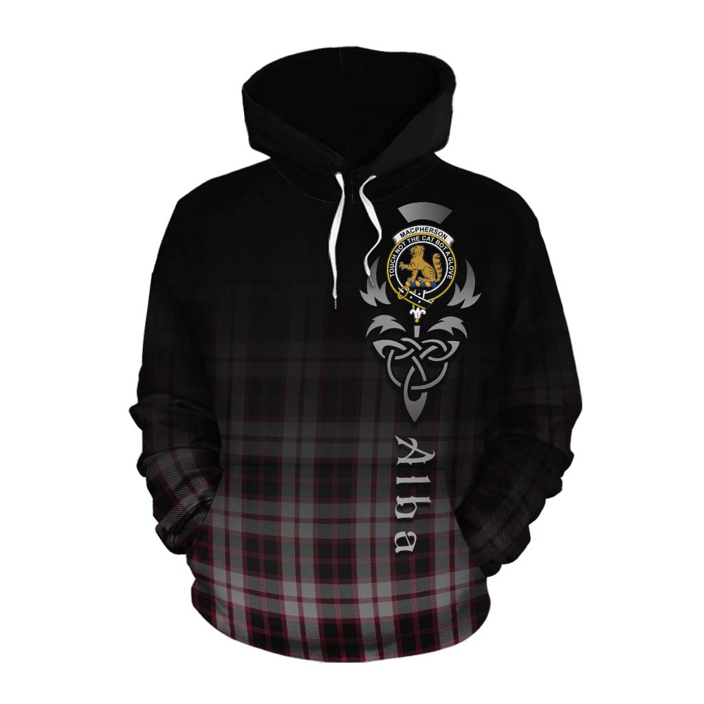 Tartan Vibes Clothing MacPherson (McPherson) Tartan Cotton Hoodie Featuring Alba Gu Brath Family Crest Celtic Inspired