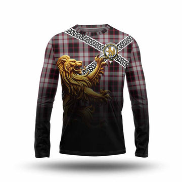 MacPherson (McPherson) Crest Tartan Long Sleeve T-Shirt with Golden Lion Emblem Celtic Style Unisex - Tartan Vibes Clothing