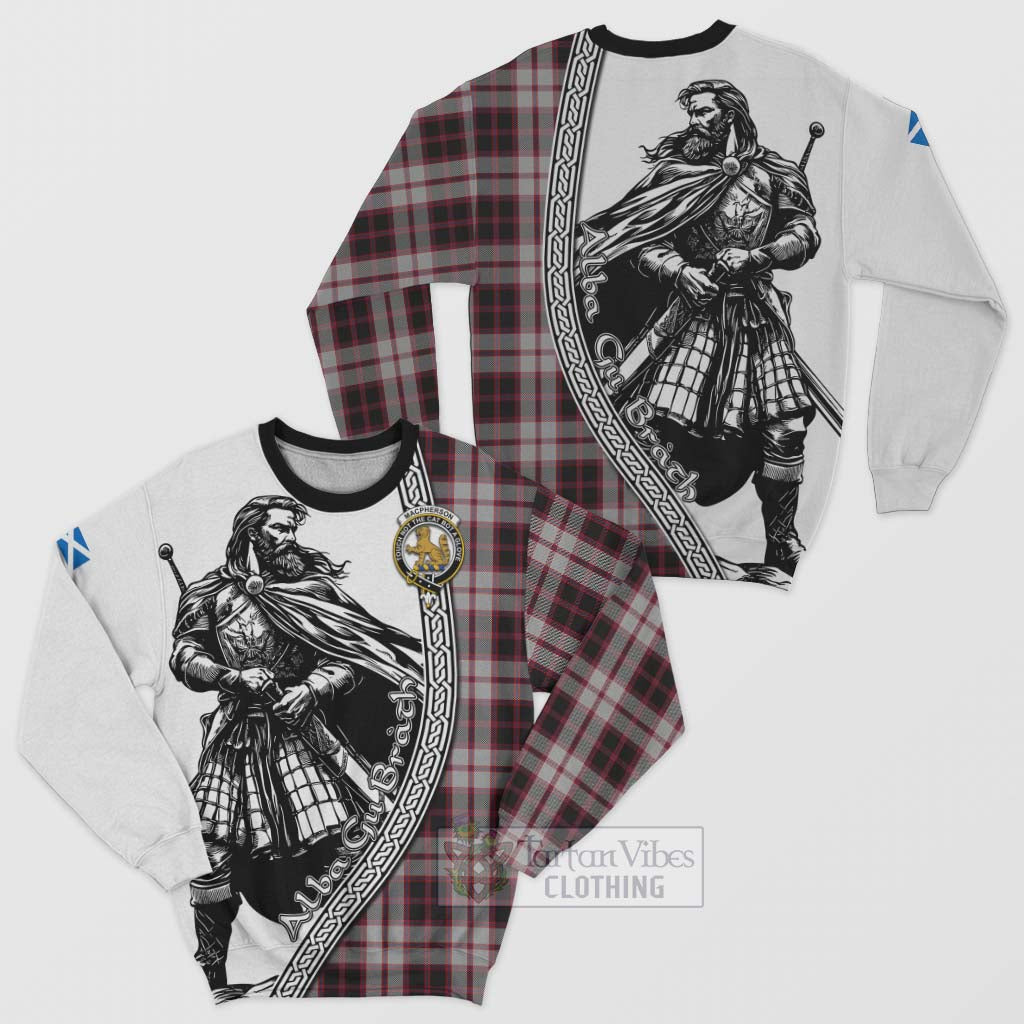 Tartan Vibes Clothing MacPherson (McPherson) Tartan Clan Crest Sweatshirt with Highlander Warrior Celtic Style