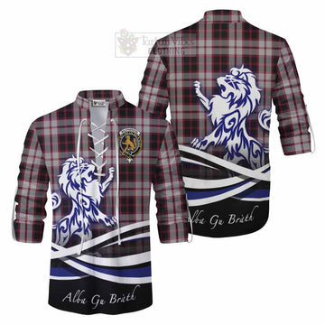 MacPherson (McPherson) Tartan Ghillie Kilt Shirt with Alba Gu Brath Regal Lion Emblem