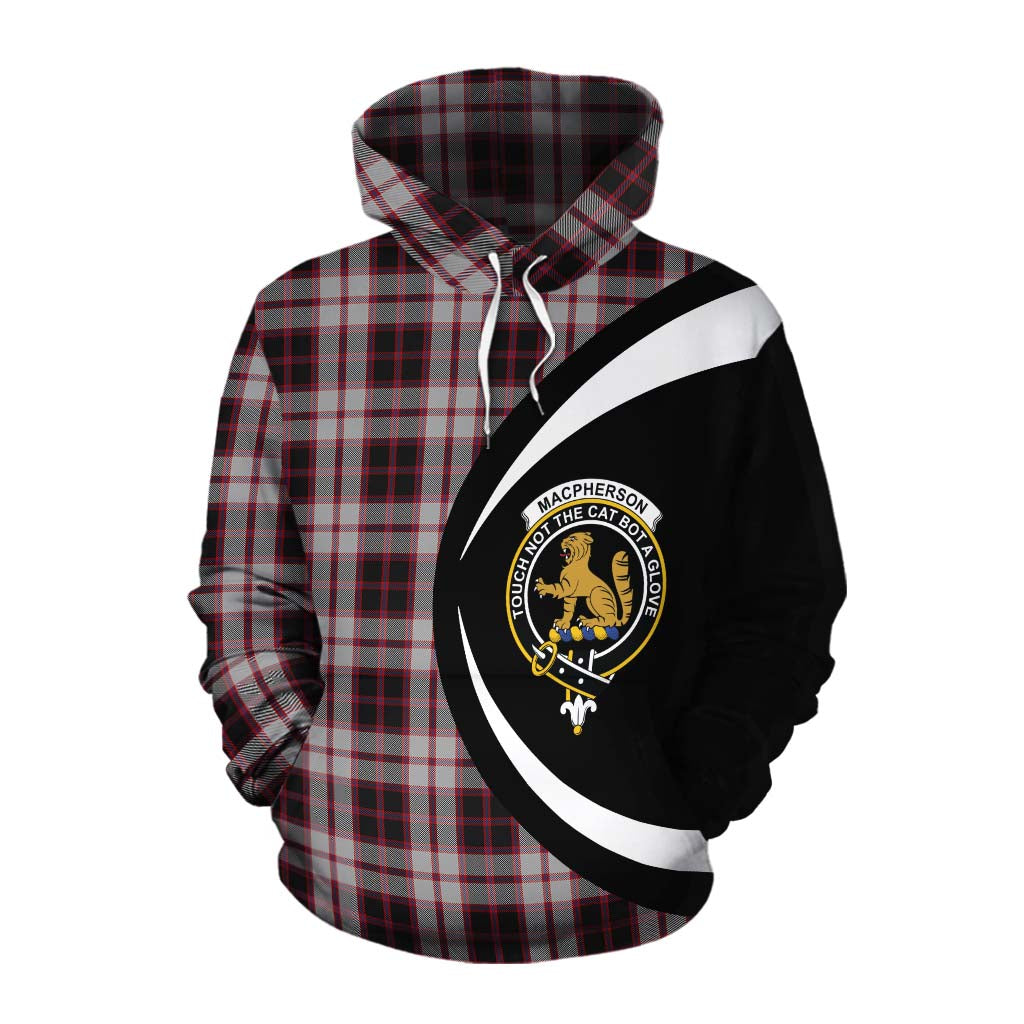 Tartan Vibes Clothing MacPherson (McPherson) Tartan Cotton Hoodie with Family Crest Circle Style