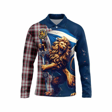 MacPherson (McPherson) Tartan Family Crest Long Sleeve Polo Shirt with Scottish Majestic Lion