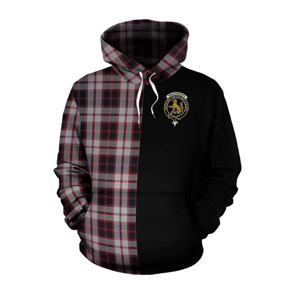 Tartan Vibes Clothing MacPherson (McPherson) Tartan Cotton Hoodie with Family Crest and Half Of Me Style