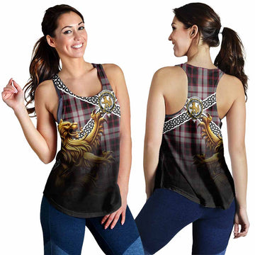 MacPherson (McPherson) Crest Tartan Women's Racerback Tanks with Golden Lion Emblem Celtic Style 4XL - Tartan Vibes Clothing