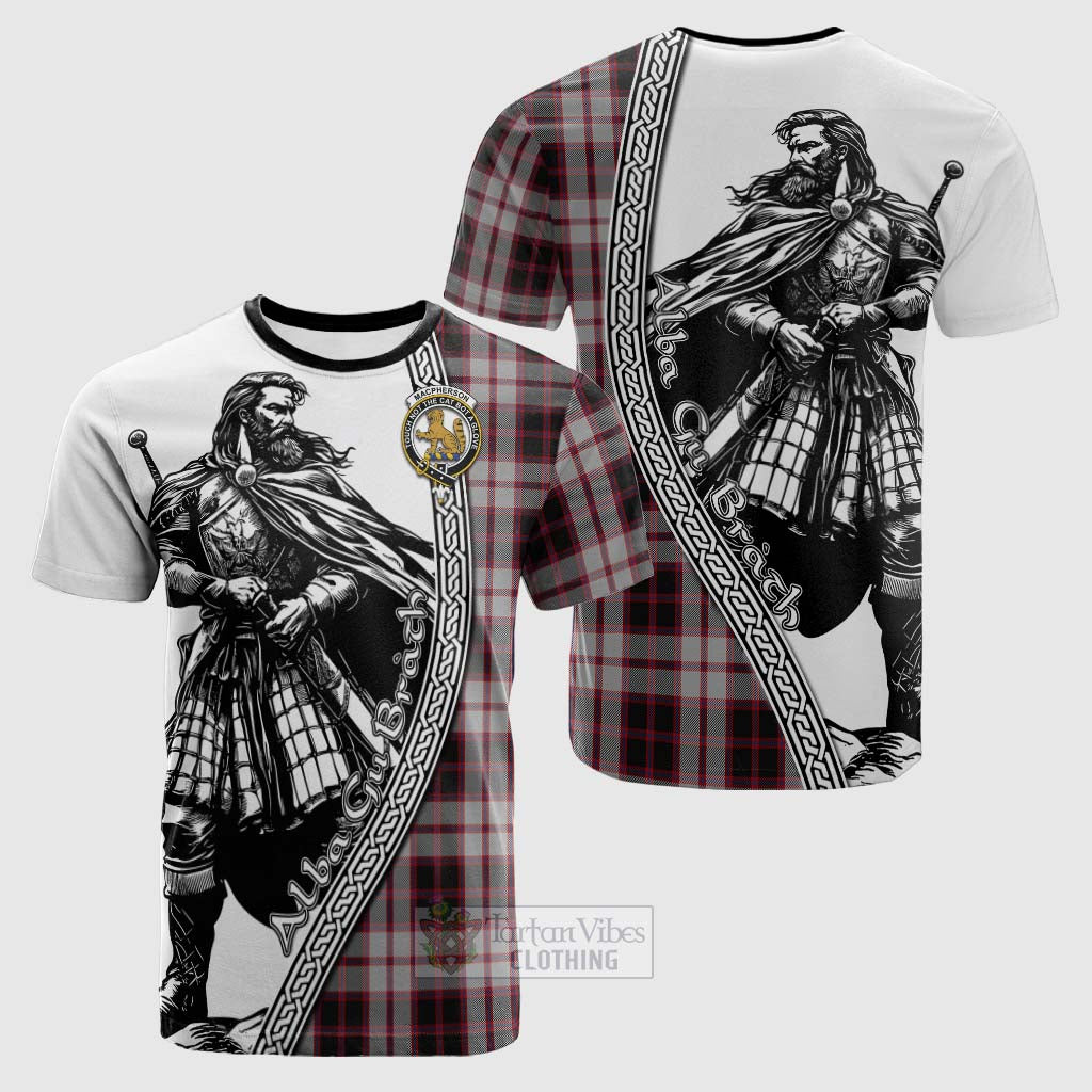 Tartan Vibes Clothing MacPherson (McPherson) Tartan Clan Crest Cotton T-shirt with Highlander Warrior Celtic Style