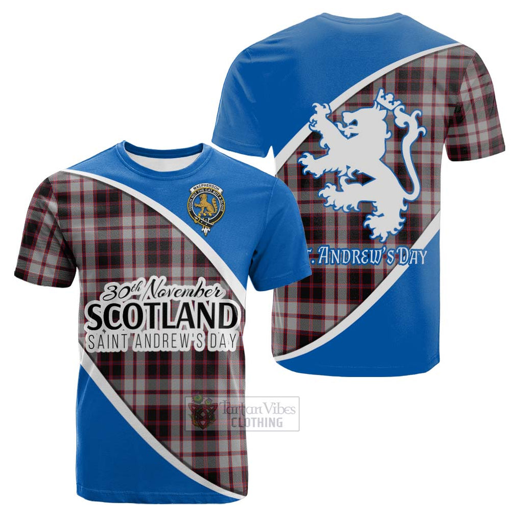 Tartan Vibes Clothing MacPherson (McPherson) Family Crest Tartan Cotton T-shirt Celebrate Saint Andrew's Day in Style