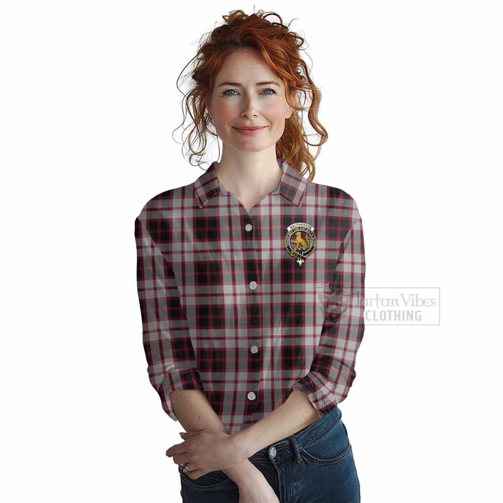 Tartan Vibes Clothing MacPherson (McPherson) Tartan Women's Casual Shirt with Family Crest DNA In Me Style