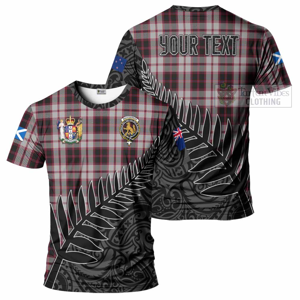 Tartan Vibes Clothing MacPherson (McPherson) Crest Tartan T-Shirt with New Zealand Silver Fern Half Style