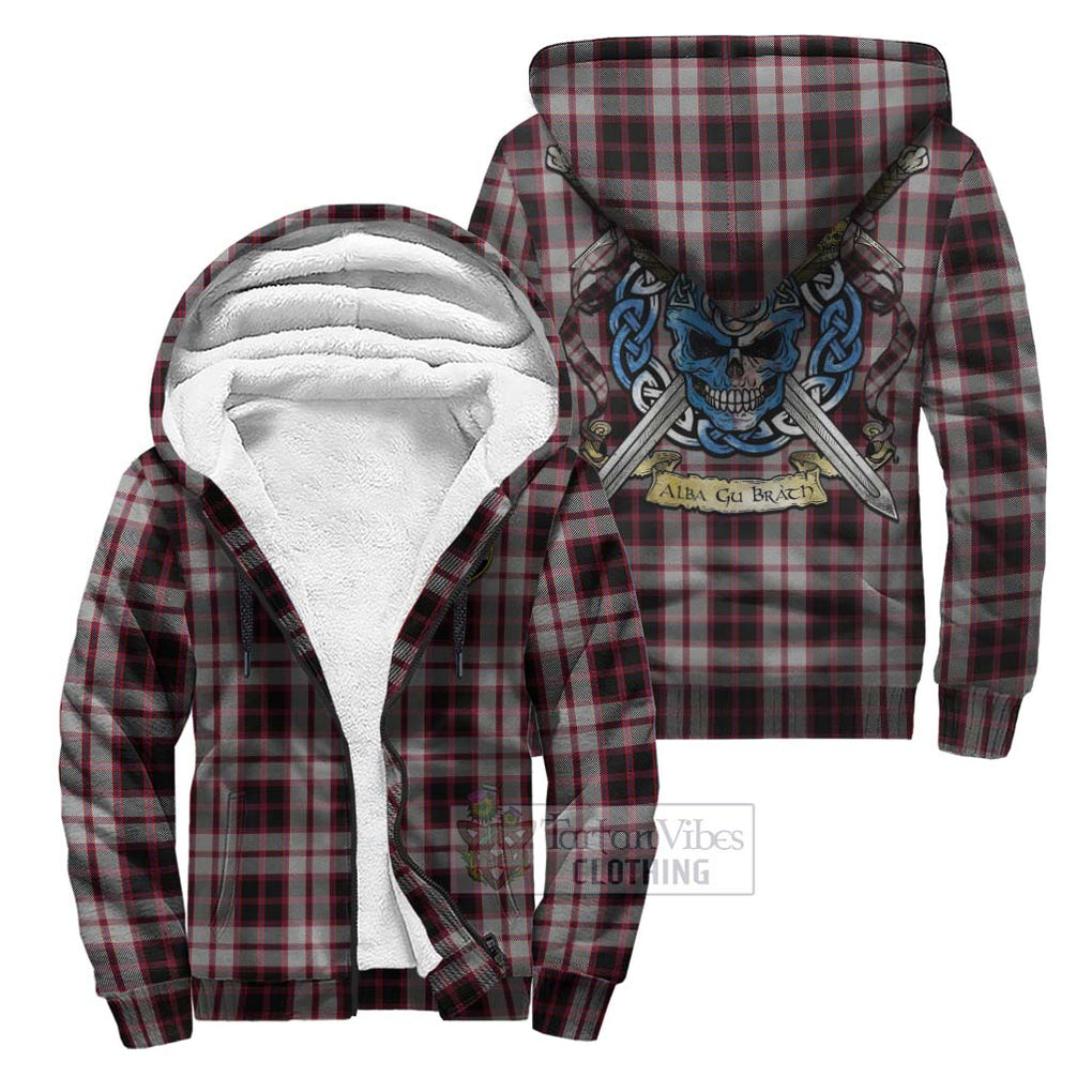 Tartan Vibes Clothing MacPherson (McPherson) Tartan Sherpa Hoodie with Family Crest Celtic Skull Style