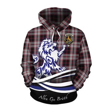 MacPherson (McPherson) Tartan Cotton Hoodie with Alba Gu Brath Regal Lion Emblem