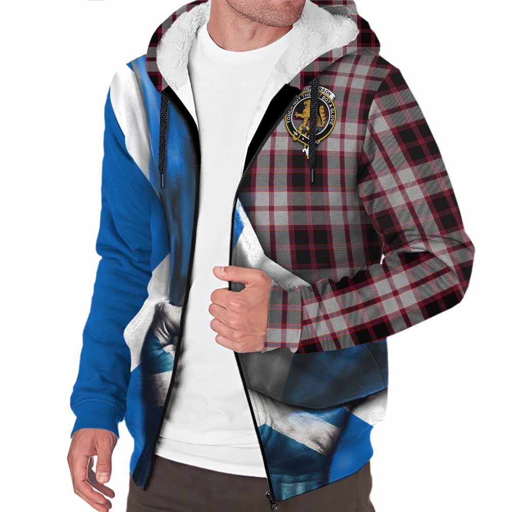 Tartan Vibes Clothing MacPherson (McPherson) Tartan Sherpa Hoodie with Family Crest Scotland Patriotic Style