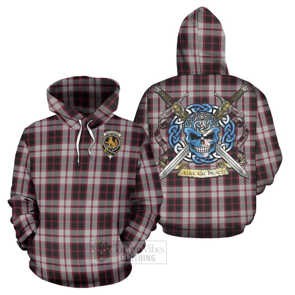 Tartan Vibes Clothing MacPherson (McPherson) Tartan Hoodie with Family Crest Celtic Skull Style