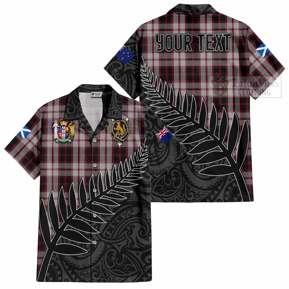 Tartan Vibes Clothing MacPherson (McPherson) Crest Tartan Short Sleeve Button Shirt with New Zealand Silver Fern Half Style