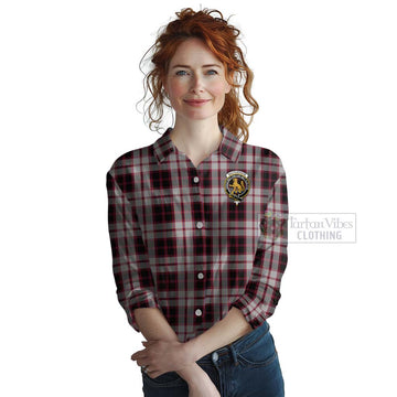 MacPherson (McPherson) Tartan Women's Casual Shirt with Family Crest Celtic Skull Style