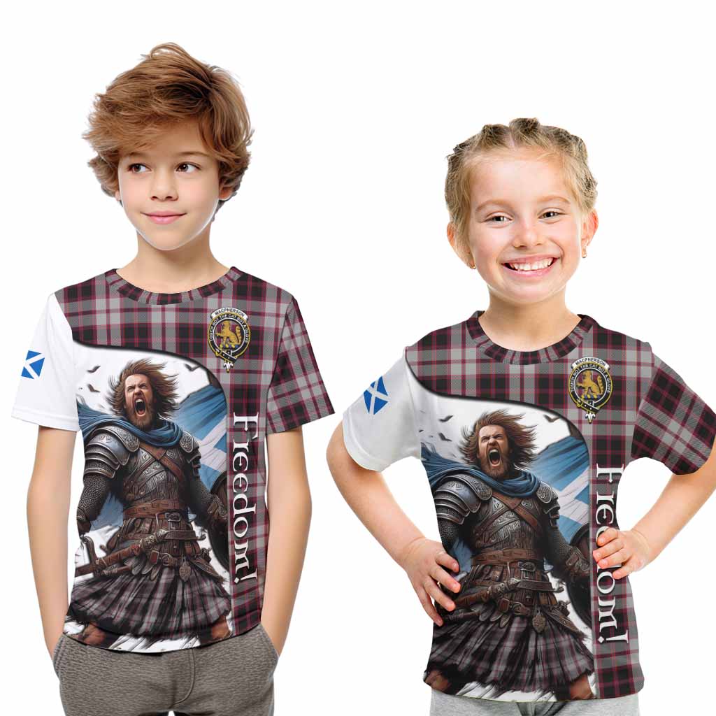 Tartan Vibes Clothing MacPherson (McPherson) Crest Tartan Kid T-Shirt Inspired by the Freedom of Scottish Warrior