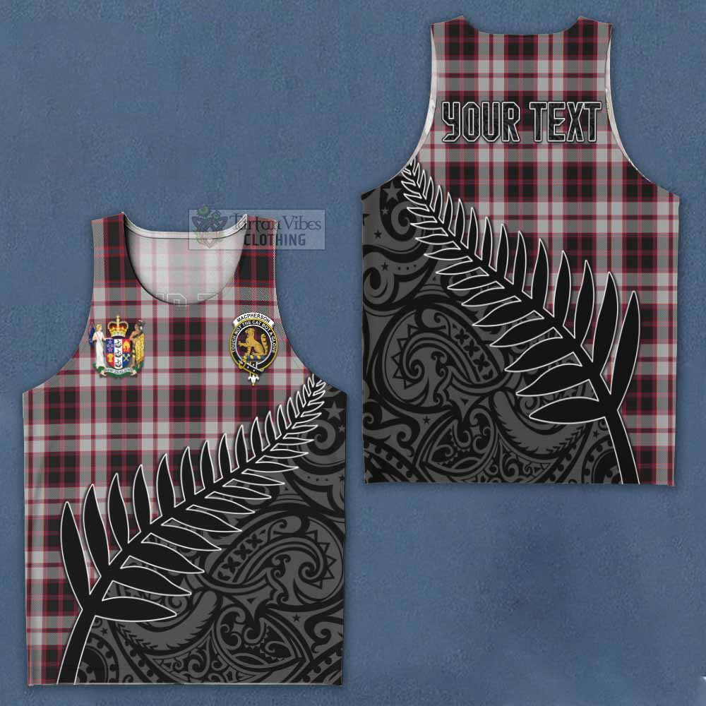 Tartan Vibes Clothing MacPherson (McPherson) Crest Tartan Men's Tank Top with New Zealand Silver Fern Half Style