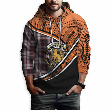 MacPherson (McPherson) Crest Tartan Hoodie with Polynesian Vibes Style - Orange Version