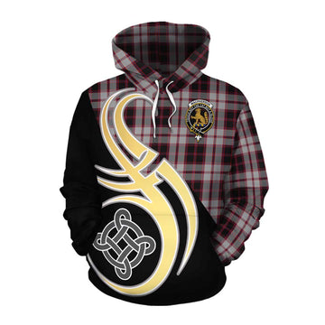 MacPherson (McPherson) Tartan Cotton Hoodie with Family Crest and Celtic Symbol Style