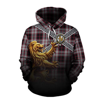 MacPherson (McPherson) Crest Tartan Cotton Hoodie with Golden Lion Emblem Celtic Style Pullover Hoodie XS - Tartan Vibes Clothing
