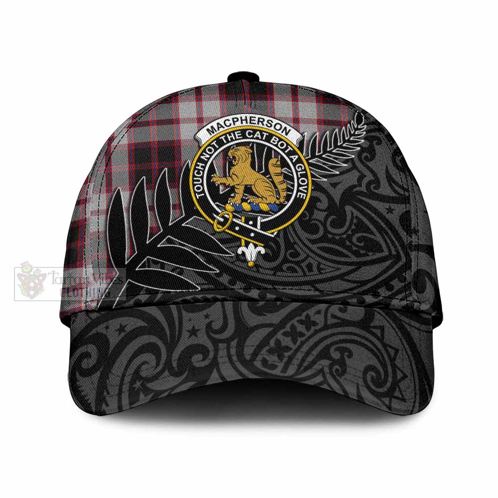 Tartan Vibes Clothing MacPherson (McPherson) Tartan Classic Cap with New Zealand Silver Fern Half Style