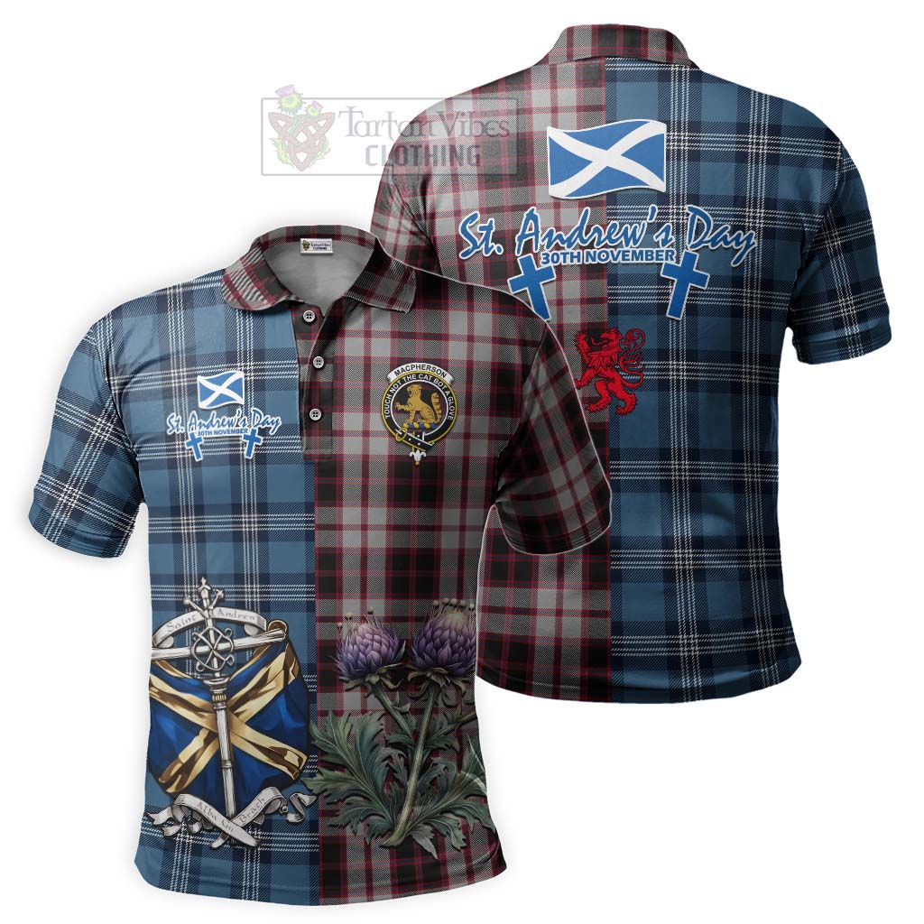 Tartan Vibes Clothing MacPherson (McPherson) Tartan Polo Shirt Happy St. Andrew's Day Half Tartan Style