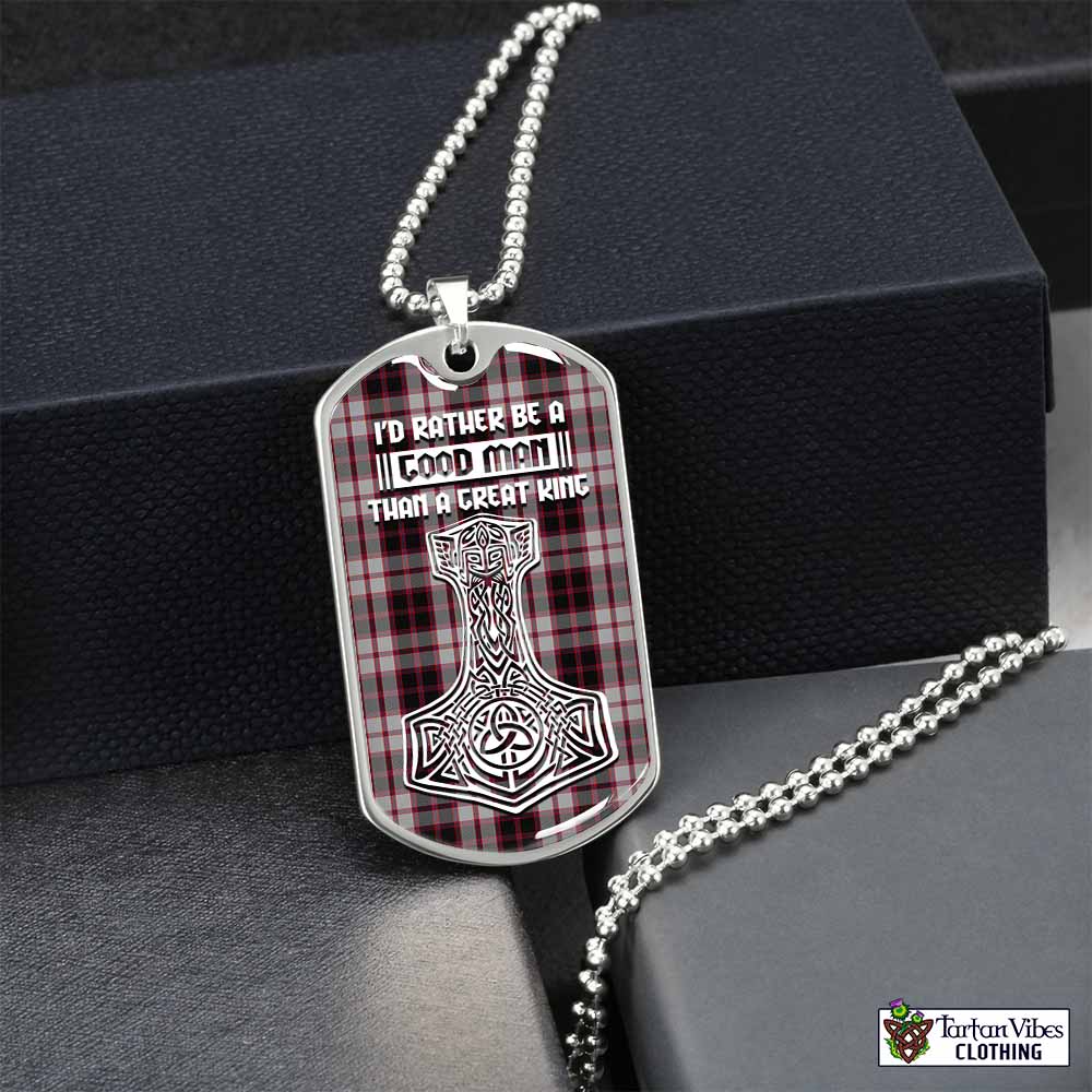 Tartan Vibes Clothing MacPherson (McPherson) Tartan Dog Tag Necklace Viking Mjolnir Style