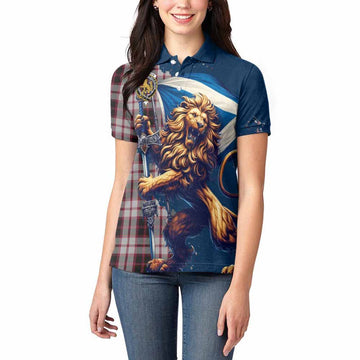 MacPherson (McPherson) Tartan Family Crest Women's Polo Shirt with Scottish Majestic Lion