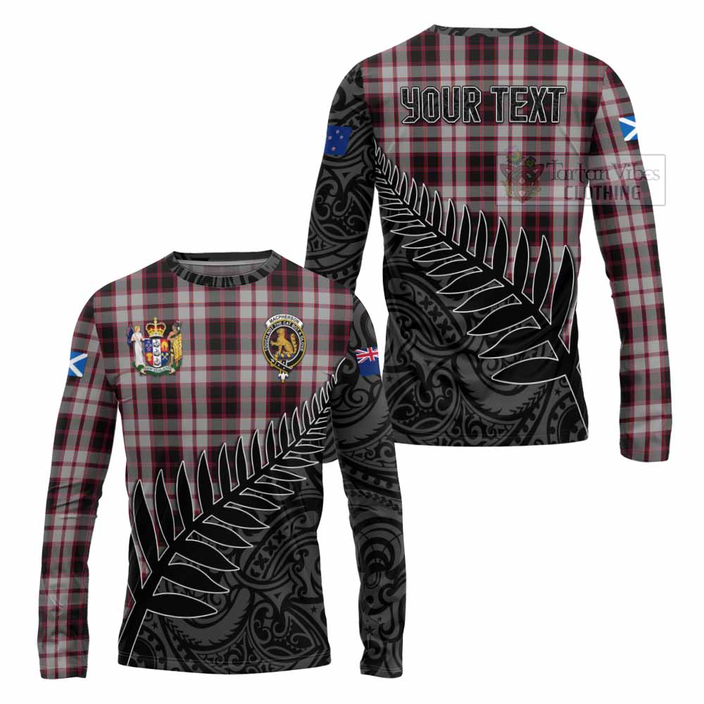 Tartan Vibes Clothing MacPherson (McPherson) Crest Tartan Long Sleeve T-Shirt with New Zealand Silver Fern Half Style