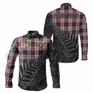 MacPherson (McPherson) Crest Tartan Long Sleeve Button Shirt with New Zealand Silver Fern Half Style