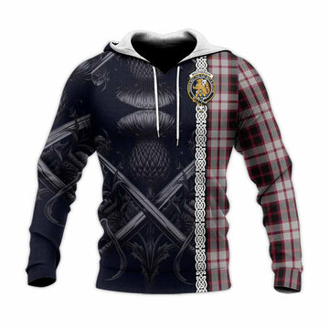 MacPherson (McPherson) Tartan Knitted Hoodie with Family Crest Cross Sword Thistle Celtic Vibes Unisex Knitted Pullover Hoodie - Tartan Vibes Clothing