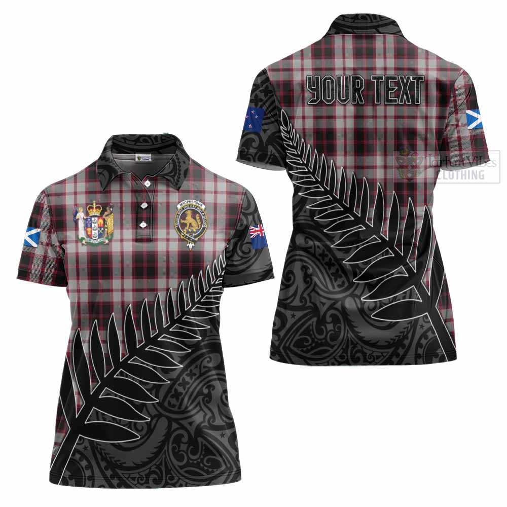 Tartan Vibes Clothing MacPherson (McPherson) Crest Tartan Women's Polo Shirt with New Zealand Silver Fern Half Style