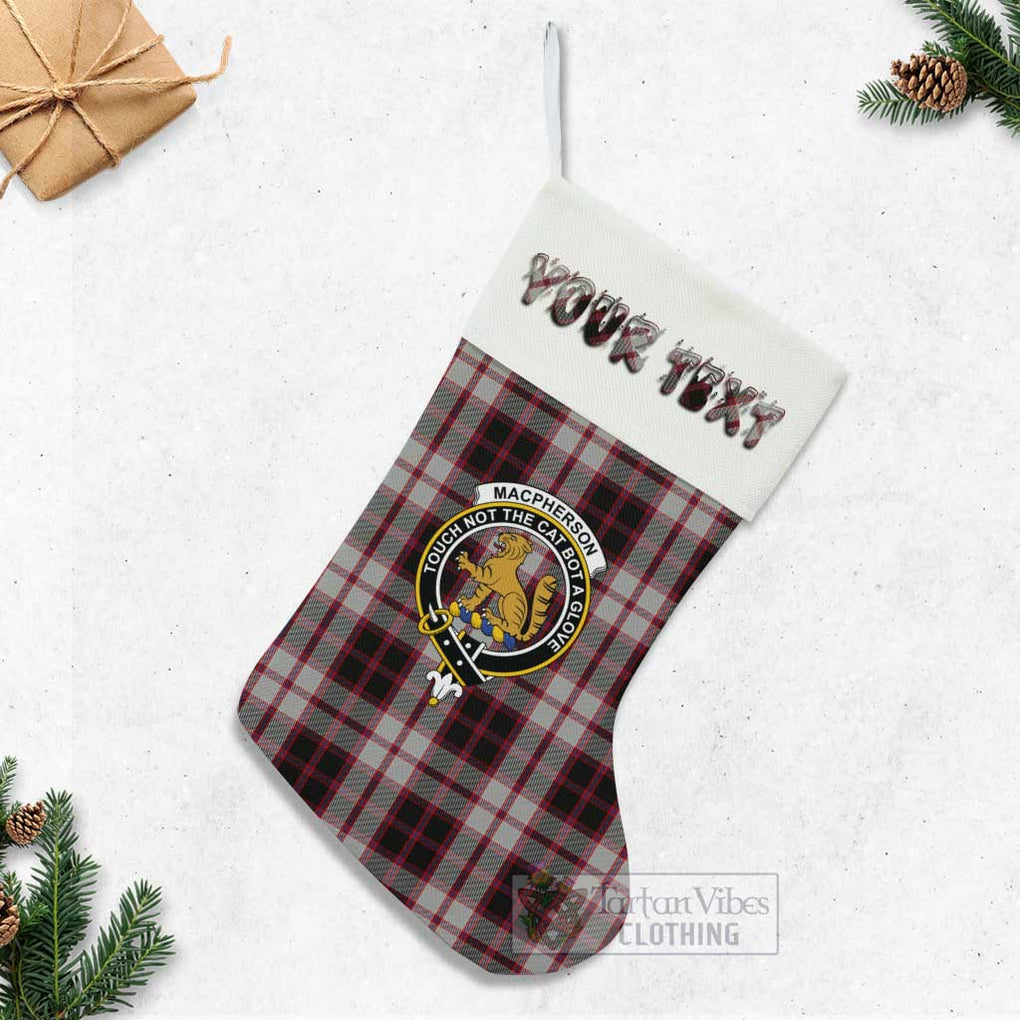 Tartan Vibes Clothing MacPherson (McPherson) Tartan Family Crest Christmas Stocking with Personalized Text