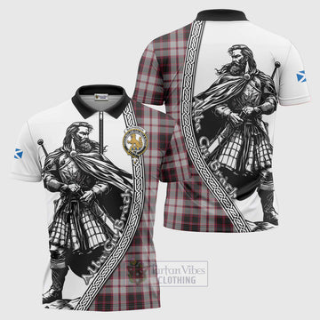 MacPherson (McPherson) Tartan Clan Crest Zipper Polo Shirt with Highlander Warrior Celtic Style