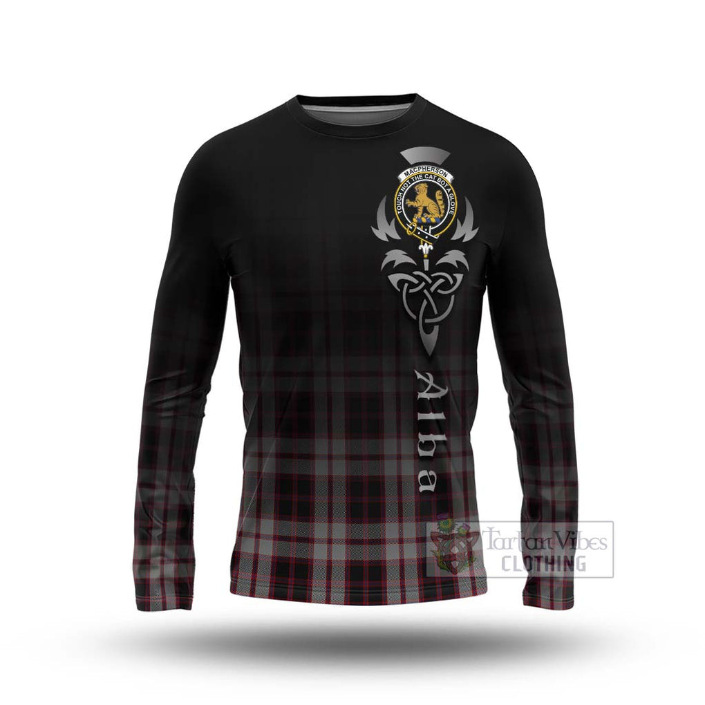 Tartan Vibes Clothing MacPherson (McPherson) Tartan Long Sleeve T-Shirt Featuring Alba Gu Brath Family Crest Celtic Inspired